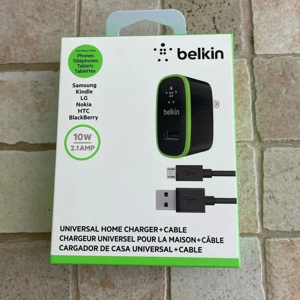 Belkin Home Charger and Cable 10W 2.1 Amp 10W USB-A Wall Charger + Micro-USB NWT